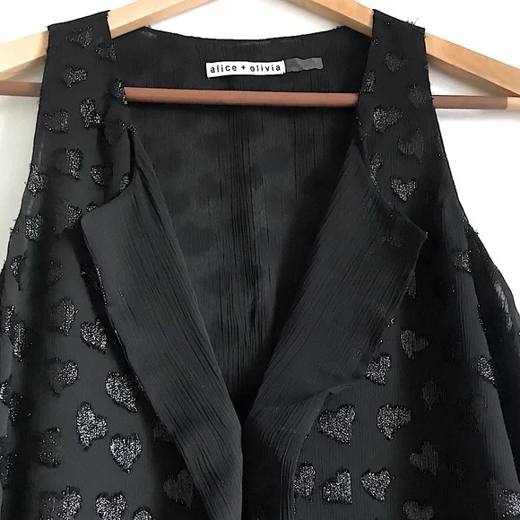 ALICE +OLIVIA Bruden Shimmery Heart Draped Top - Picture 6 of 10